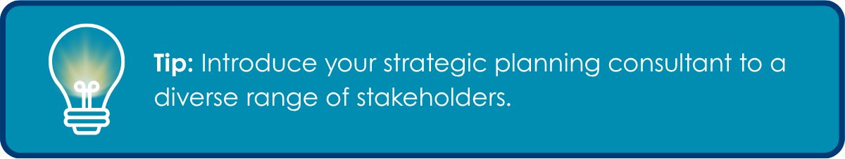 Strategic Planning Tip: Introduce your consultant to a diverse range of stakeholders.